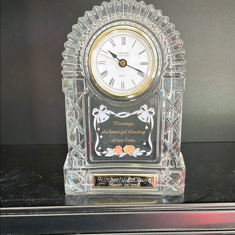 Danbury Mint Crystal Clock with Gold Accents